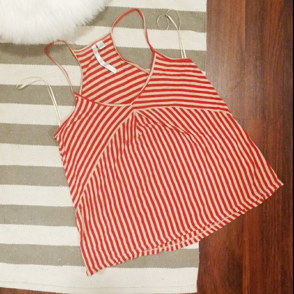 LC Lauren Conrad Tops - Lauren Conrad Red And Tan Striped Tank